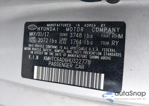 2017 Hyundai Veloster Value Edition z USA, uszkodzony, nr VIN KMHTC6AD6HU322778